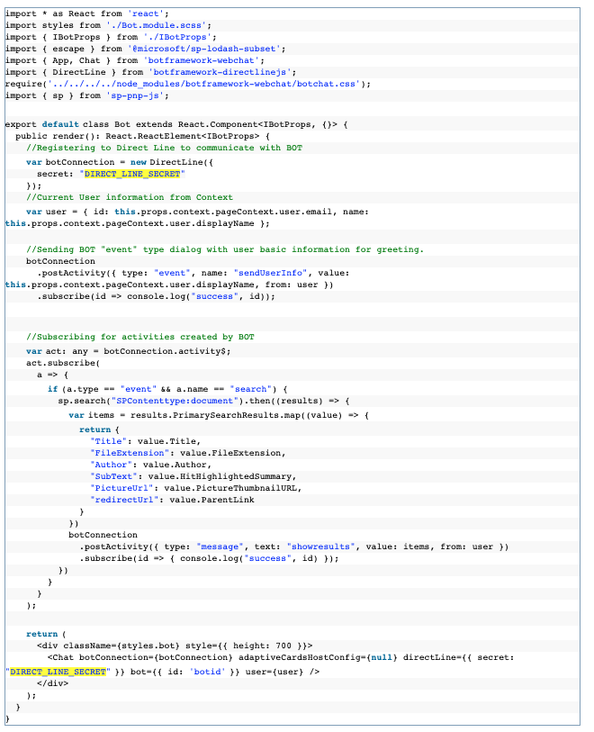 SharePoint BOT component code